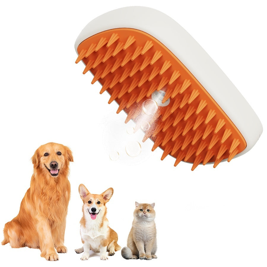 USB Rechargeable Pets Steam Brush, Comb Massager and Grooming Tool with retractable handle